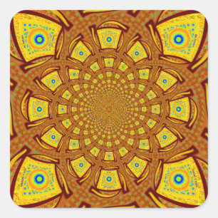 Golden Kaleidoscope Art Print Square Sticker