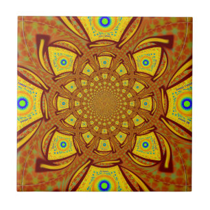 Golden Kaleidoscope Art Print Tile