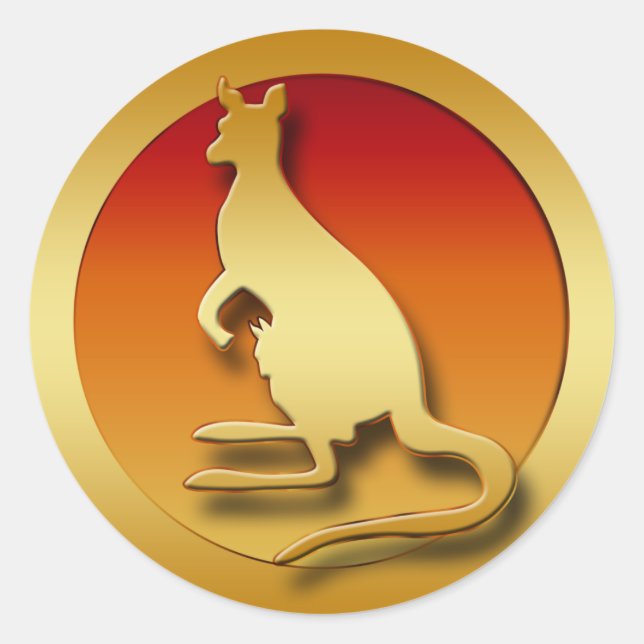 GOLDEN KANGAROO CLASSIC ROUND STICKER (Front)