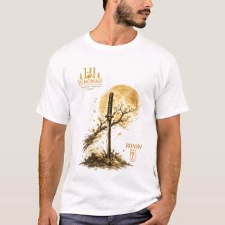 Golden Katana Ronin Sword Under Moon - Japanese Bu T-Shirt