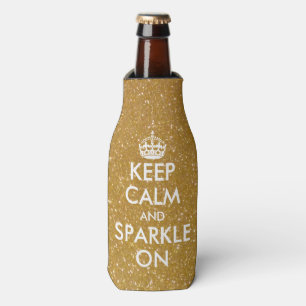 Golden keep calm and sparkle on bottle coolers