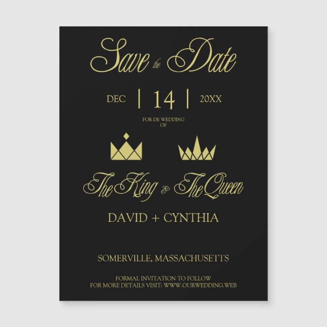 Golden King & Queen Crowns for Wedding (Front)