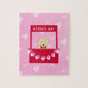 Golden Kissing Booth Valentines Jigsaw Puzzle
