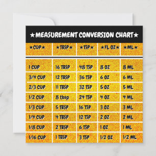 Golden Kitchen Conversion Measure Chart Card