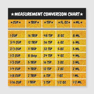 Golden Kitchen Conversion Measure Magnet Chart