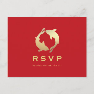 Golden Koi RSVP Wedding Postcard
