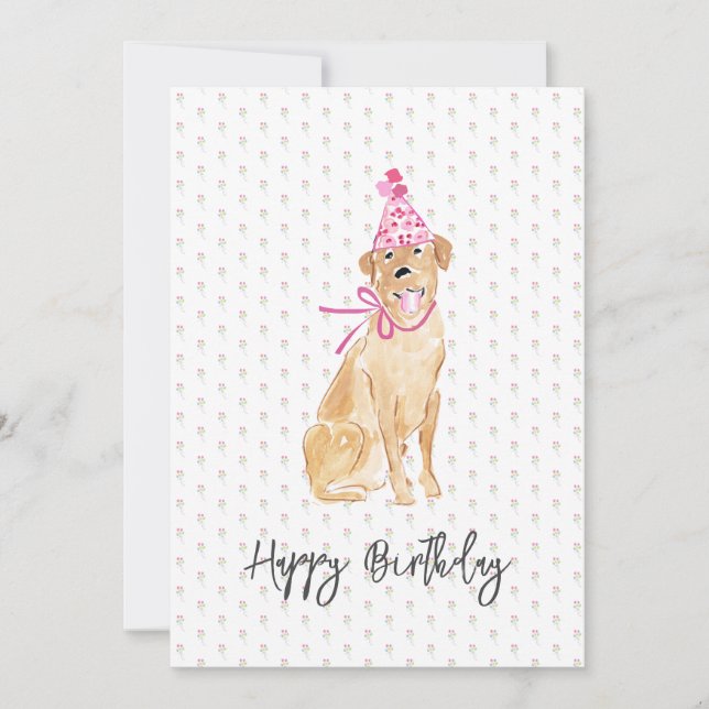 Golden Labrador Birthday Hat Balloons Dog Pet Fun (Front)