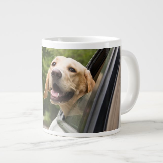 Golden Labrador In Rearview Mirror Large Coffee Mug (Front Right)