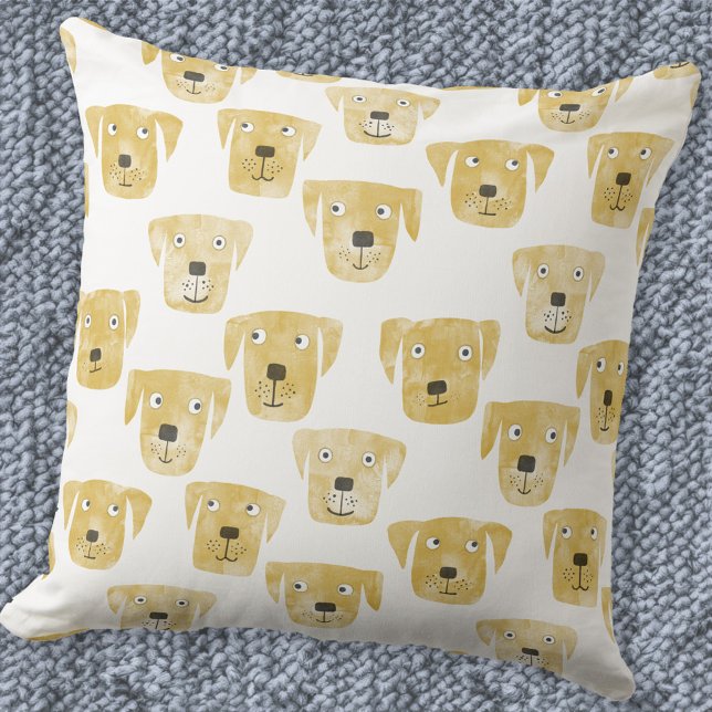 Golden Labrador Retriever Dog Throw Pillow (Golden Labrador Retriever dog pattern throw pillow)