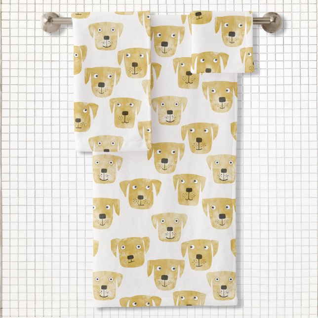 Golden Labrador Retriever Dogs (Golden Yellow Labrador Retriever dog fun art bathroom towel set)
