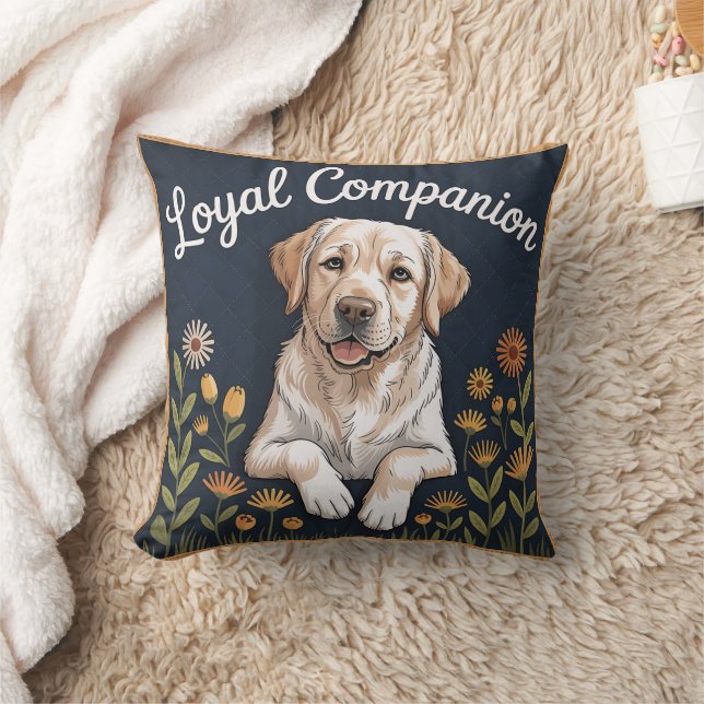 Golden Labrador Retriever Quilt Design – Playful  Throw Pillow (Blanket)