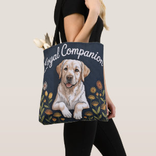 Golden Labrador Retriever Quilt Design – Playful Tote Bag