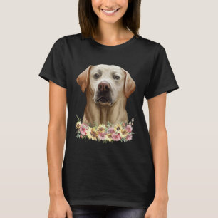 Golden Labrador Retriever  Women Girls Dog  Floral T-Shirt