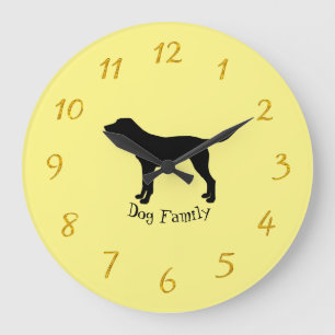 Golden labrador Silhouette Large Clock