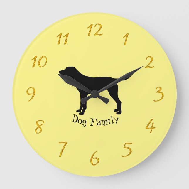 Golden labrador Silhouette  Large Clock (Front)