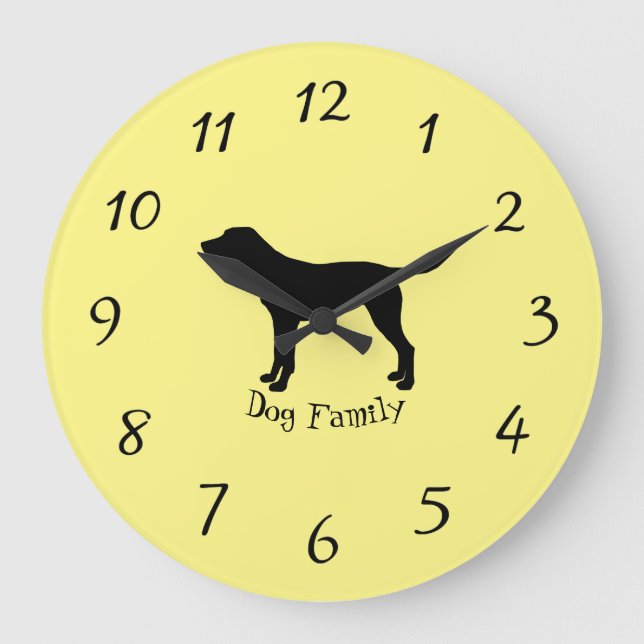 Golden labrador Silhouette  Large Clock (Front)