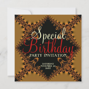 Golden Lace Special Birthday Party Invitation card