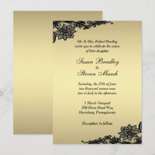 Golden Lace Wedding Invitation