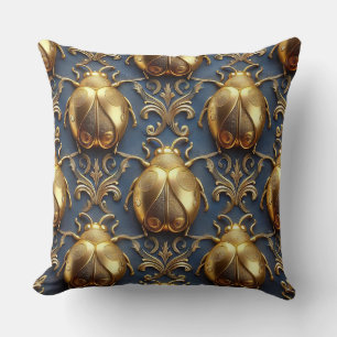 Golden Ladybugs Throw Pillow