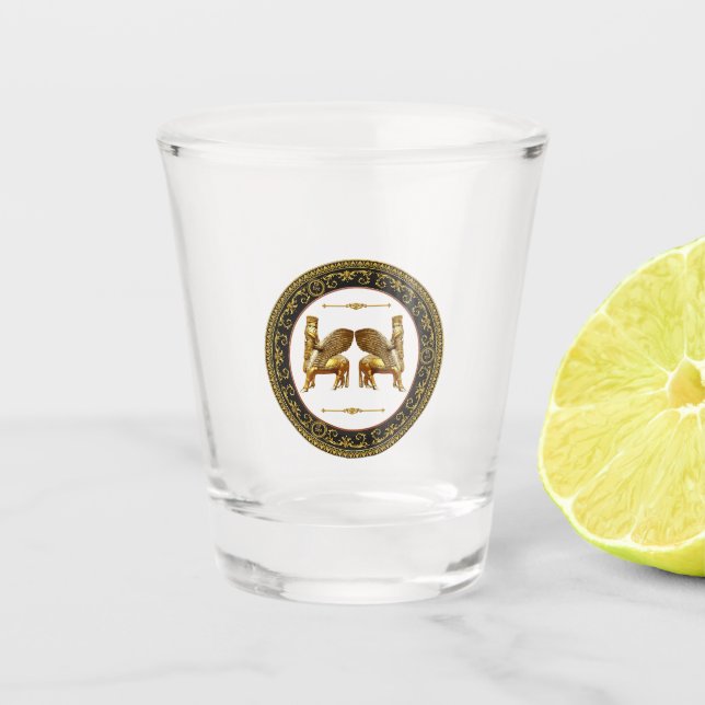 Golden Lamassu Shot glass (Front)