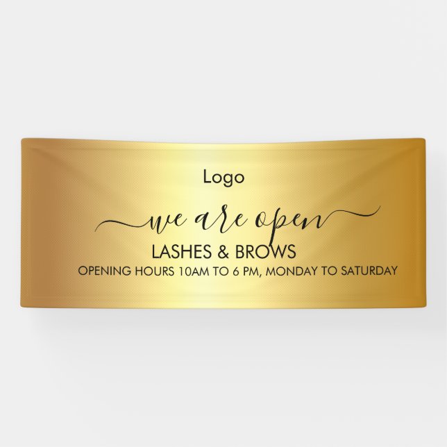 Golden Lashes & Brows Beauty Salon Banner (Horizontal)