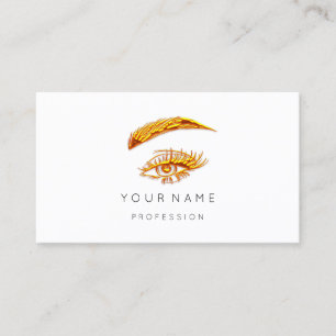 Golden Lashes Brows Makeup Logo White   Minimalism Business Card