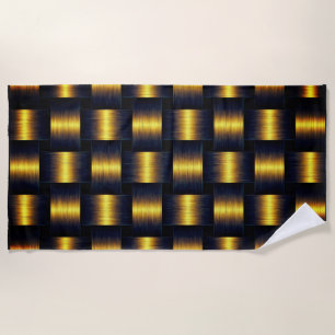 Golden Lattice Black Gold Beach Towel
