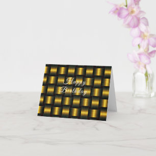 Golden Lattice Luxury Blck and Gold Birthday Card