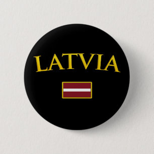 Golden Latvia 2 Inch Round Button