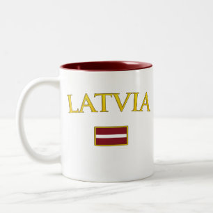 Golden Latvia Two-Tone Coffee Mug