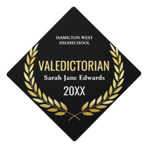 Golden Laurel Wreath encircling Valedictorian Graduation Cap Topper