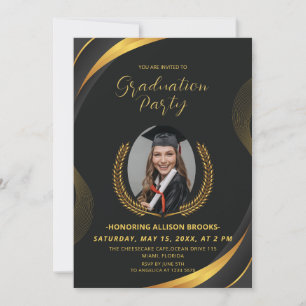 Golden Laurel Wreath Graduation Party Invitation