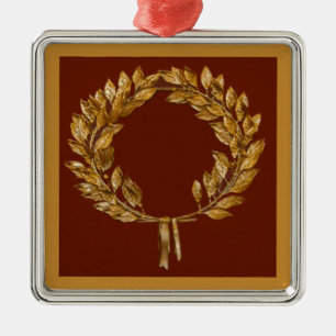 Golden Laurel Wreath Metal Ornament