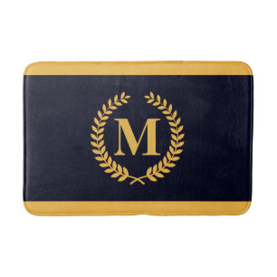 Golden Laurel Wreath Monogram Bath Mat