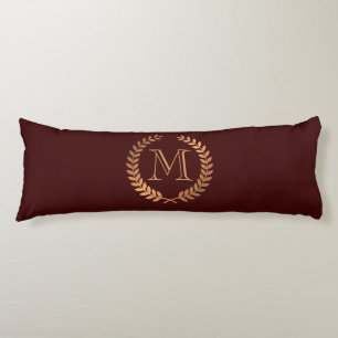 Golden Laurel Wreath Monogram Body Pillow