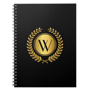 Golden Laurel Wreath Monogram Notebook