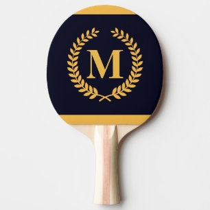 Golden Laurel Wreath Monogram Ping Pong Paddle
