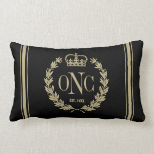 Golden Laurel Wreath Monogramme Logo Coussin
