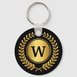 Golden Laurel Wreath Monogrammed Keychain