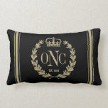 Golden Laurel Wreath Monogrammed Logo Pillow<br><div class="desc">Click "Customize It" to change background colour. Laurel wreath and crown logo. Enter your initials and year established.  Cool special occasion/birthday/holiday gift.</div>