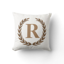 Golden Laurel Wreath Personalized Initial White