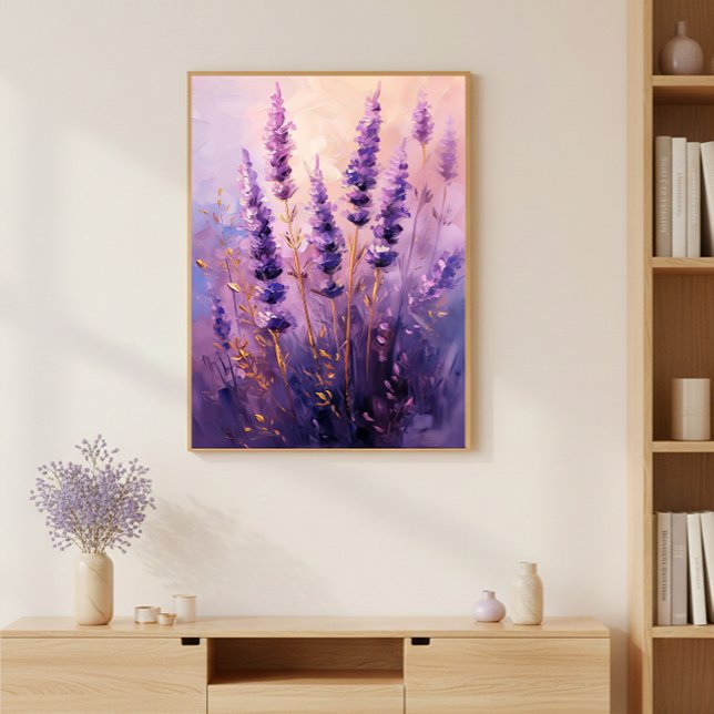 Golden Lavender Flowers Wall Art Print Poster (Creator Uploaded)
