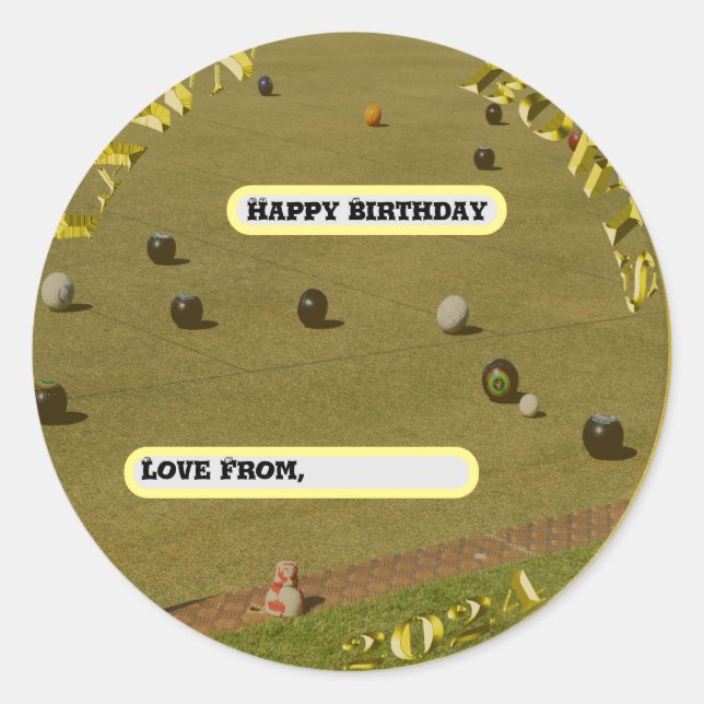Golden Lawn Bowls 2024 Coin, Birthday Classic Round Sticker (Front)