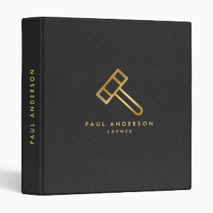 Golden Lawyer Hammer Logo Elegant Monogram Binder