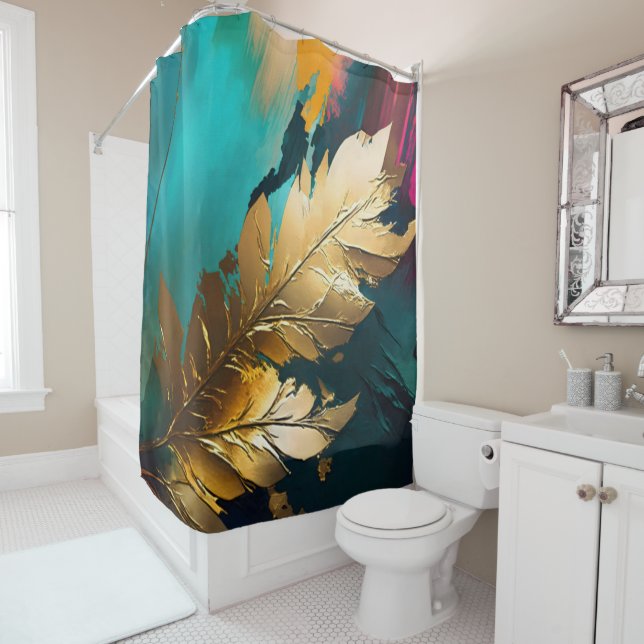 Golden Leaf – Abstract Botanical Modern Art (In Situ)