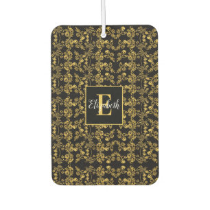 Golden leaf and black luxury Monogram custom Air Freshener