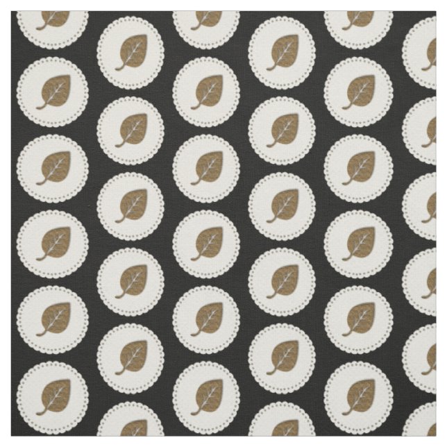 Golden Leaf Badge Pattern Fabric (Swatch)