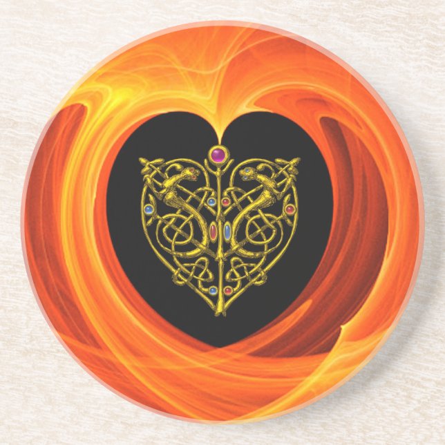 GOLDEN LEAF,  black orange yellow Coaster (Front)