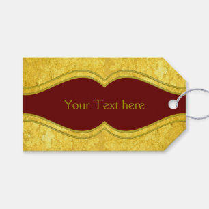 Golden Leaf Border - Line Waves + your back & text Gift Tags