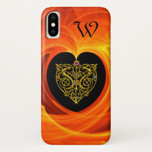 GOLDEN LEAF,  CELTIC KNOTS black orange yellow iPhone X Case